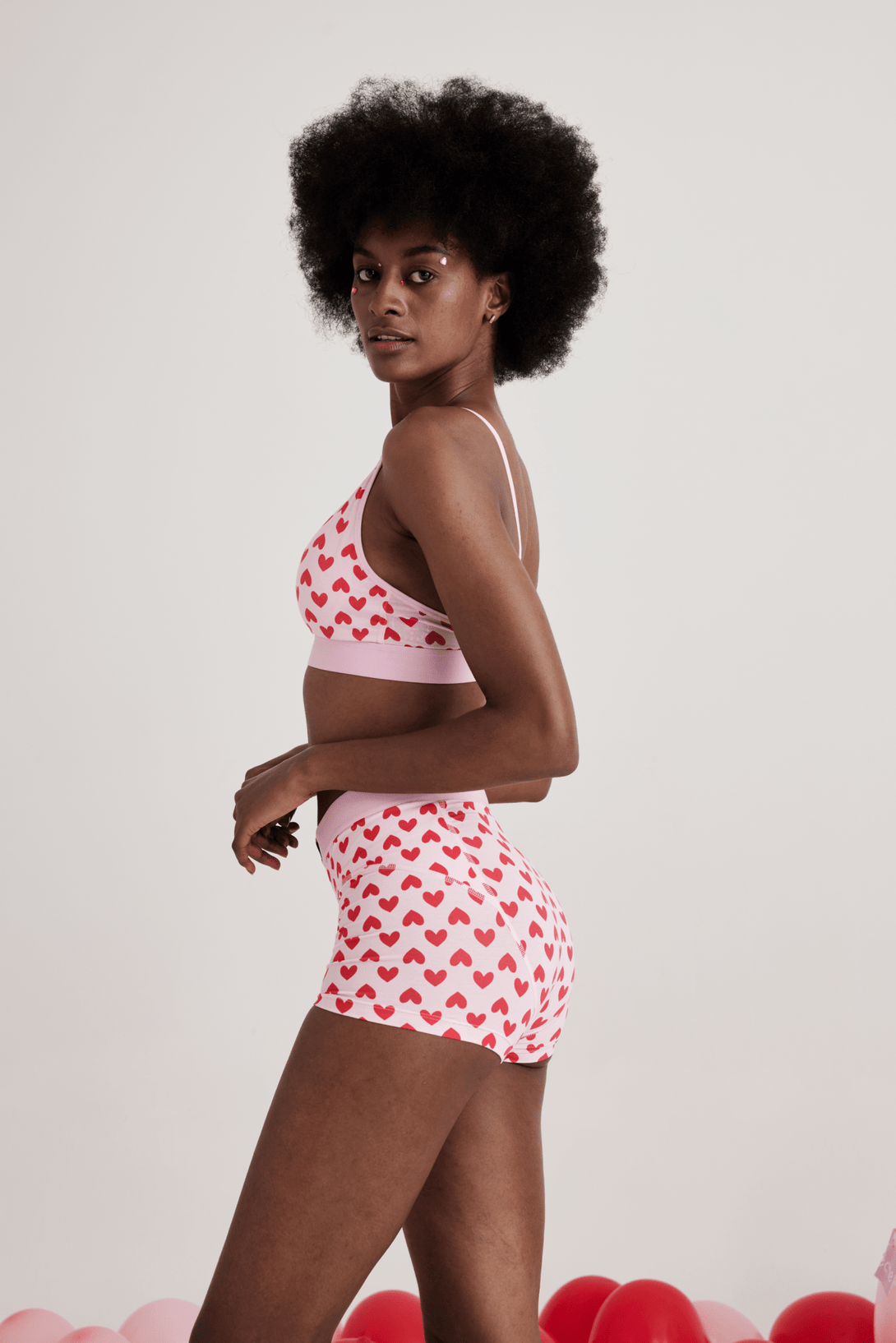 Pinka Pink Red Heart - Pattern Print Trifle Bralette - Stylr