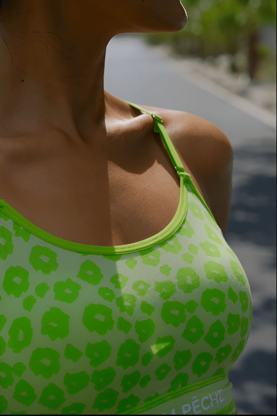 Pipi Neon Green Leopard - Pattern U Sports bra - Stylr