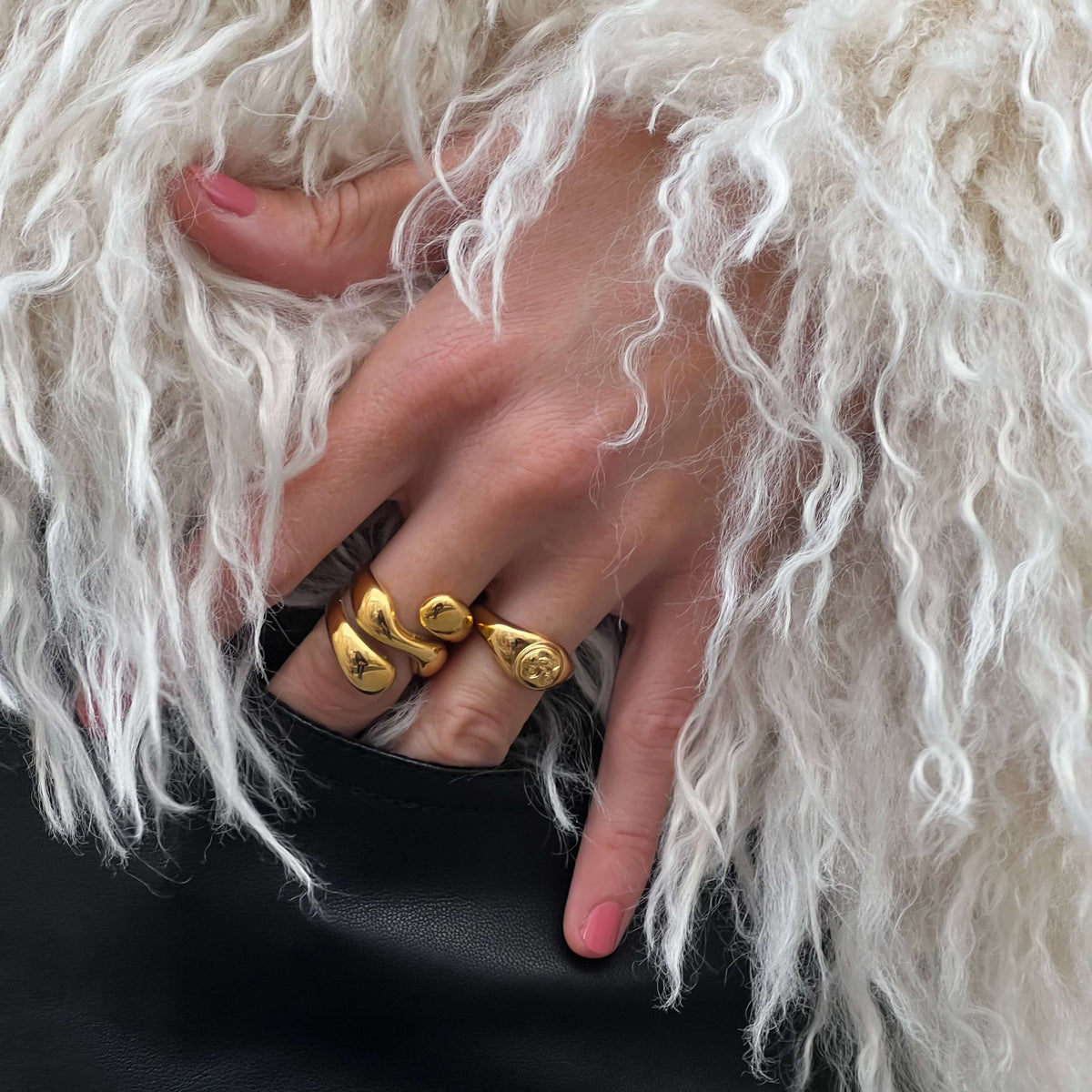 Puffy Coil Ring, waterproof 18k gold-plated stainless steel