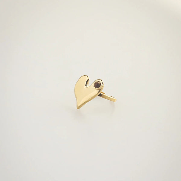 Waterproof 18k Gold Plated Heart Ring with Tiger's Eye