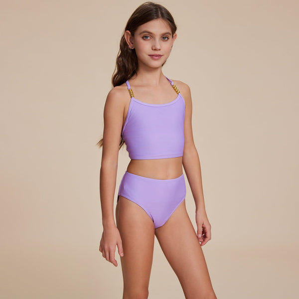 Purple Decorative Strap Bikini - Stylr