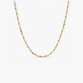 Regenbogen-Reisperlenkette - wasserfest, 18k Gold