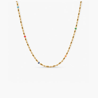 Regenbogen-Reisperlenkette - wasserfest, 18k Gold