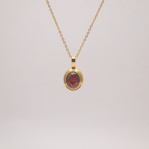Ruby Gemstone Pendant Necklace 18k Gold Stainless Steel