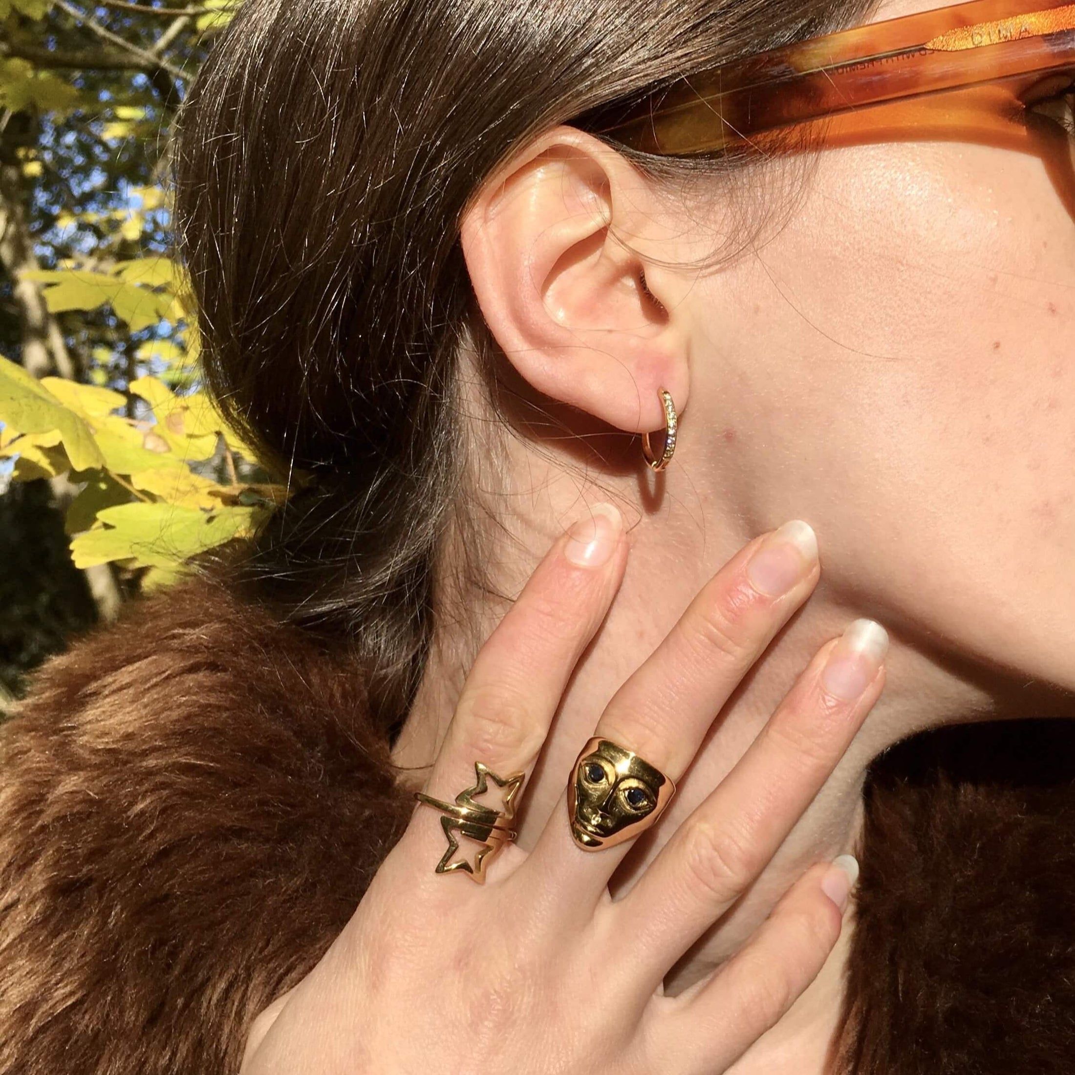 Mystic Face Ring, waterproof 18k gold-plated stainless steel