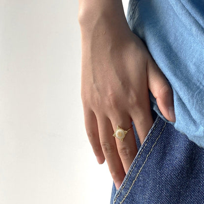 Waterproof Dainty Starburst Ring, 18k gold-plated stainless steel