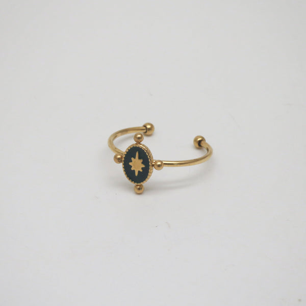 Waterproof Vintage Enamel Signet Ring – Polaris