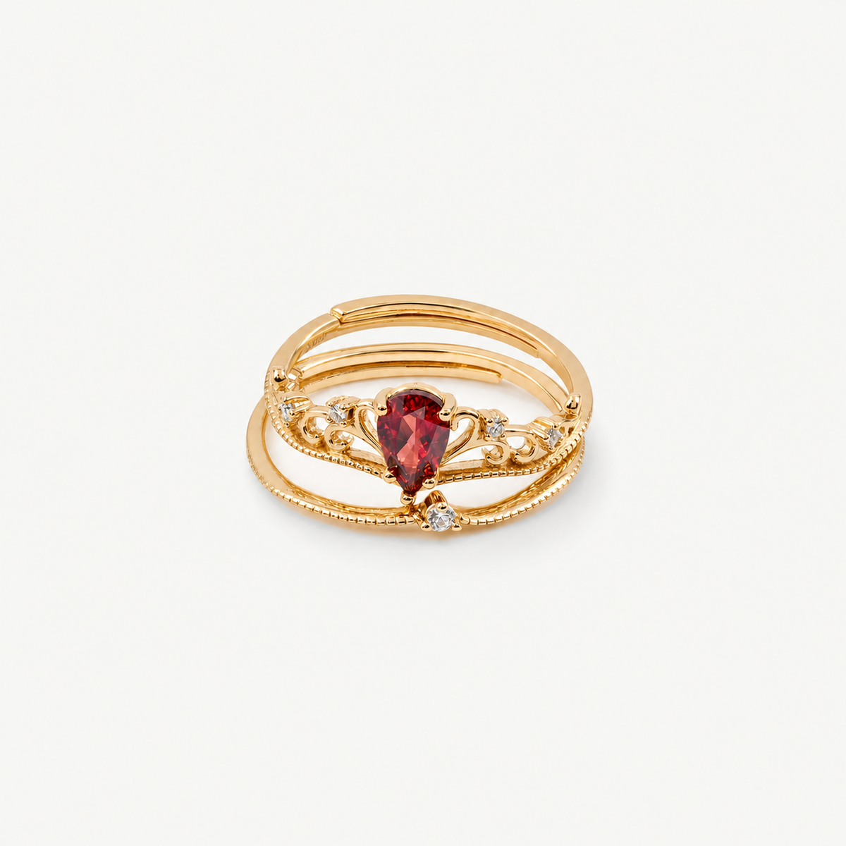 Ruby Crown Ring Set