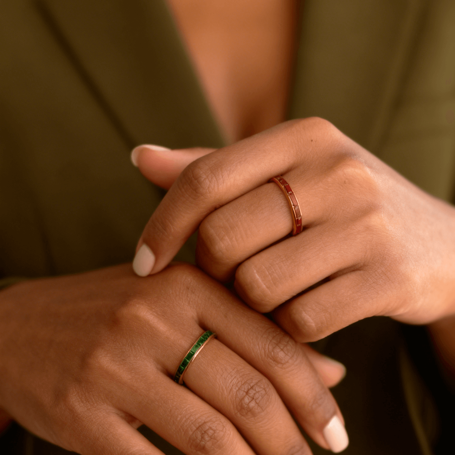 Emerald Slim Band Ring, waterproof 18k gold-plated stainless steel