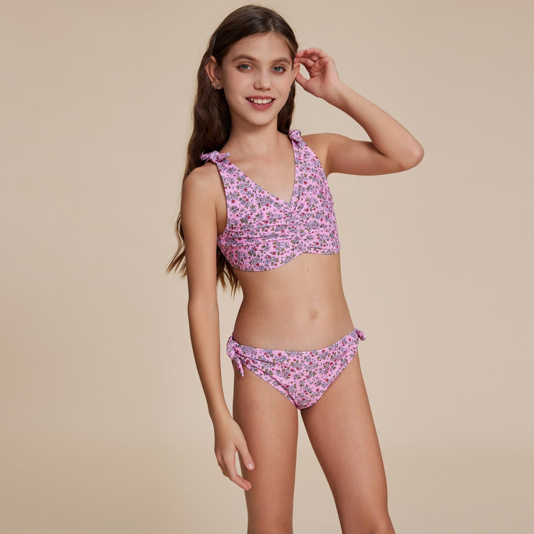 Ruffled Floral Bikini - Stylr