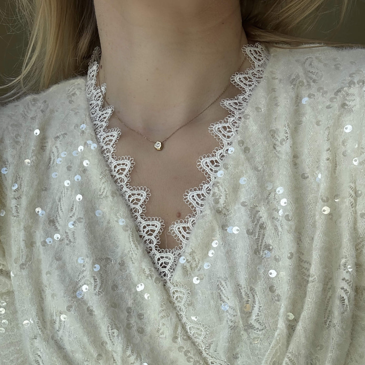 Hexa Spark Necklace, waterproof 18k gold-plated stainless steel