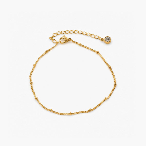 Satellite Chain Anklet — Gold Beaded Waterproof Anklet