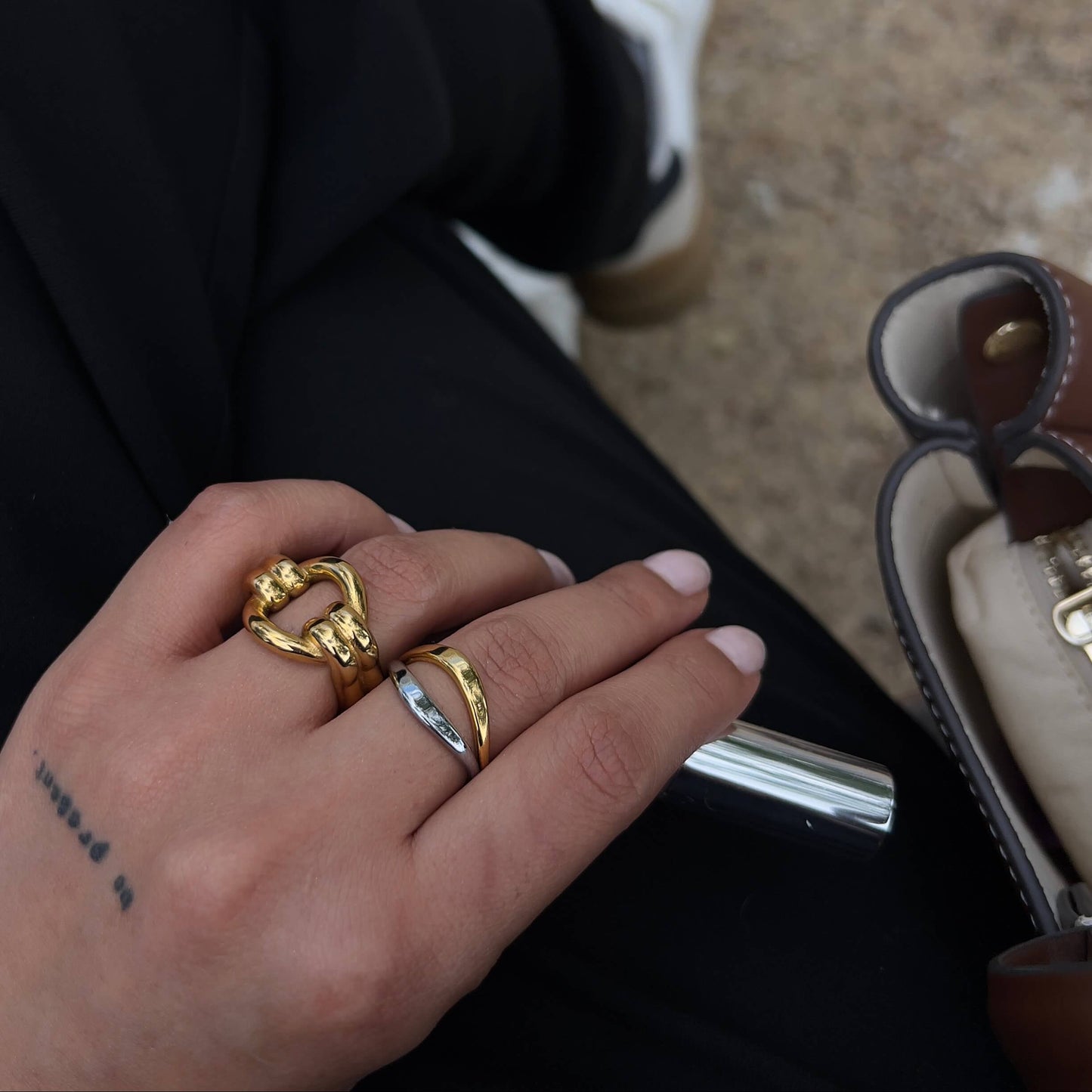 Mixed Harmony Ring, waterproof 18k gold-plated stainless steel