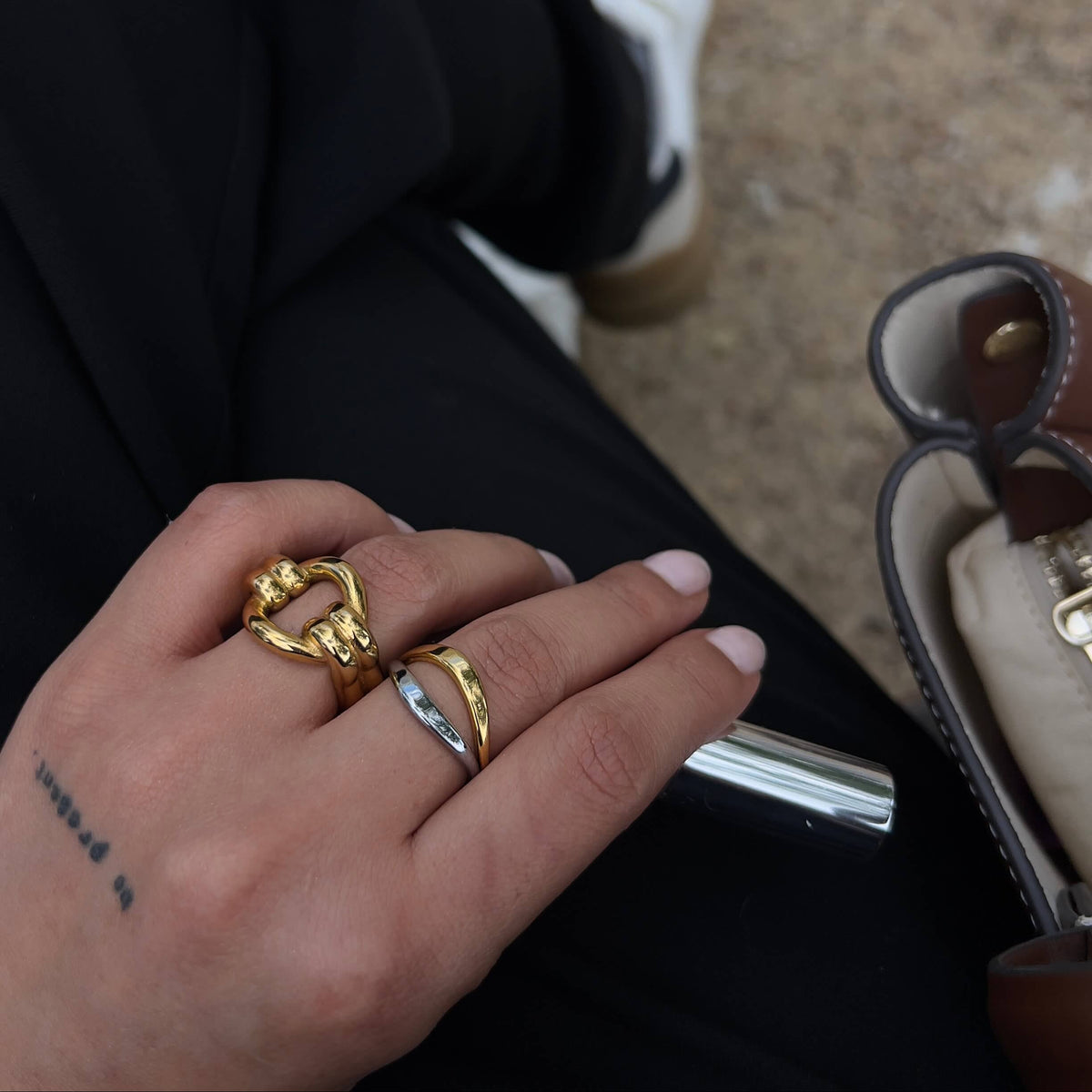 Mixed Harmony Ring, waterproof 18k gold-plated stainless steel