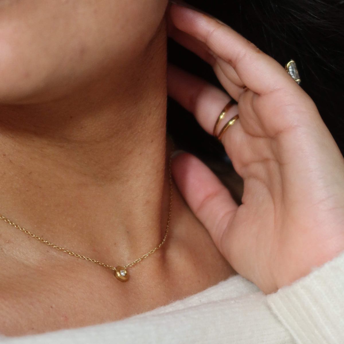 Hexa Spark Necklace, waterproof 18k gold-plated stainless steel