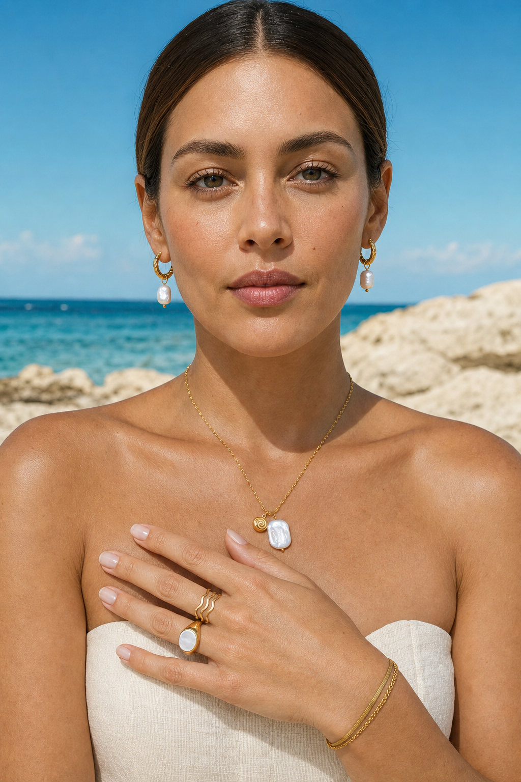 Shore Echo jewelry set — worn