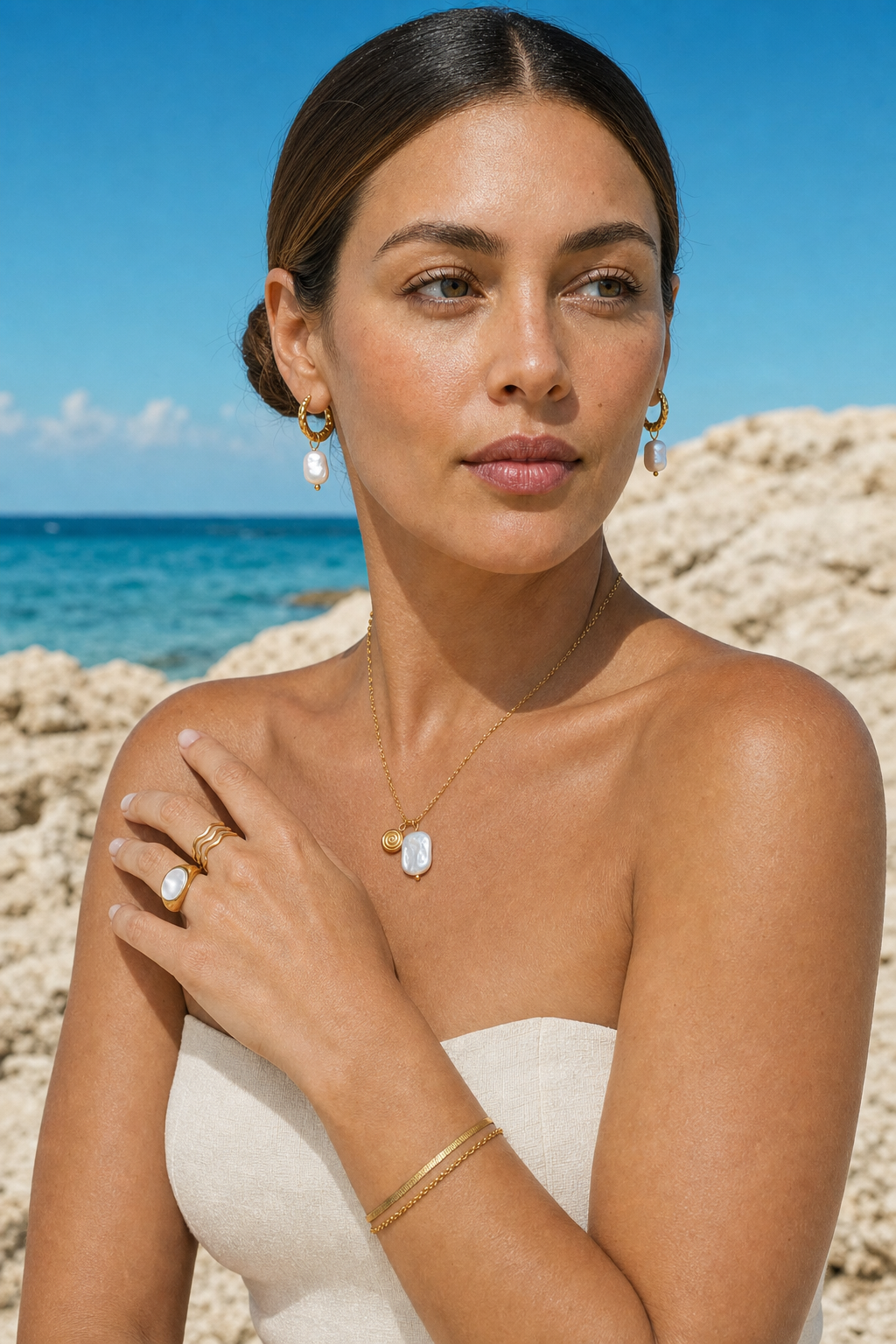 Shore Echo jewelry set — worn