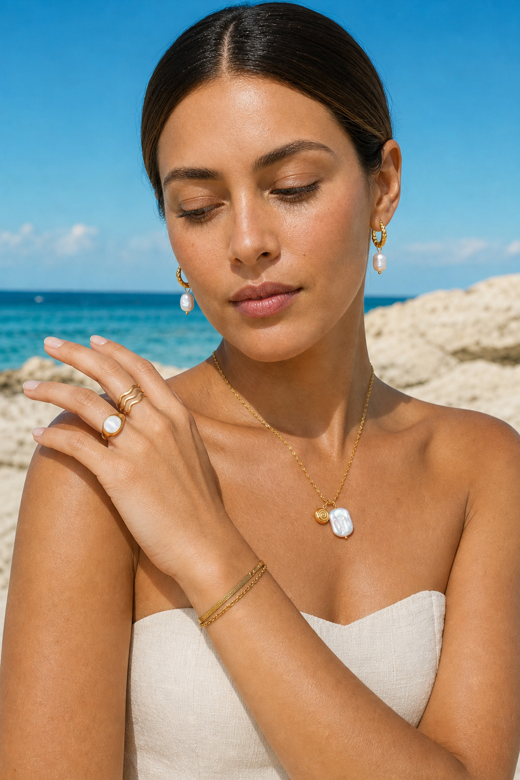 Shore Echo jewelry set — worn
