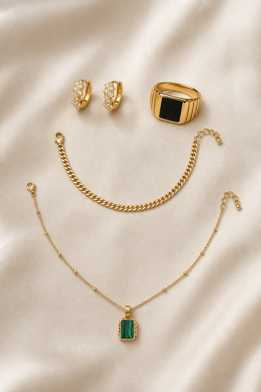 Silk Edge Set jewelry set — flat lay