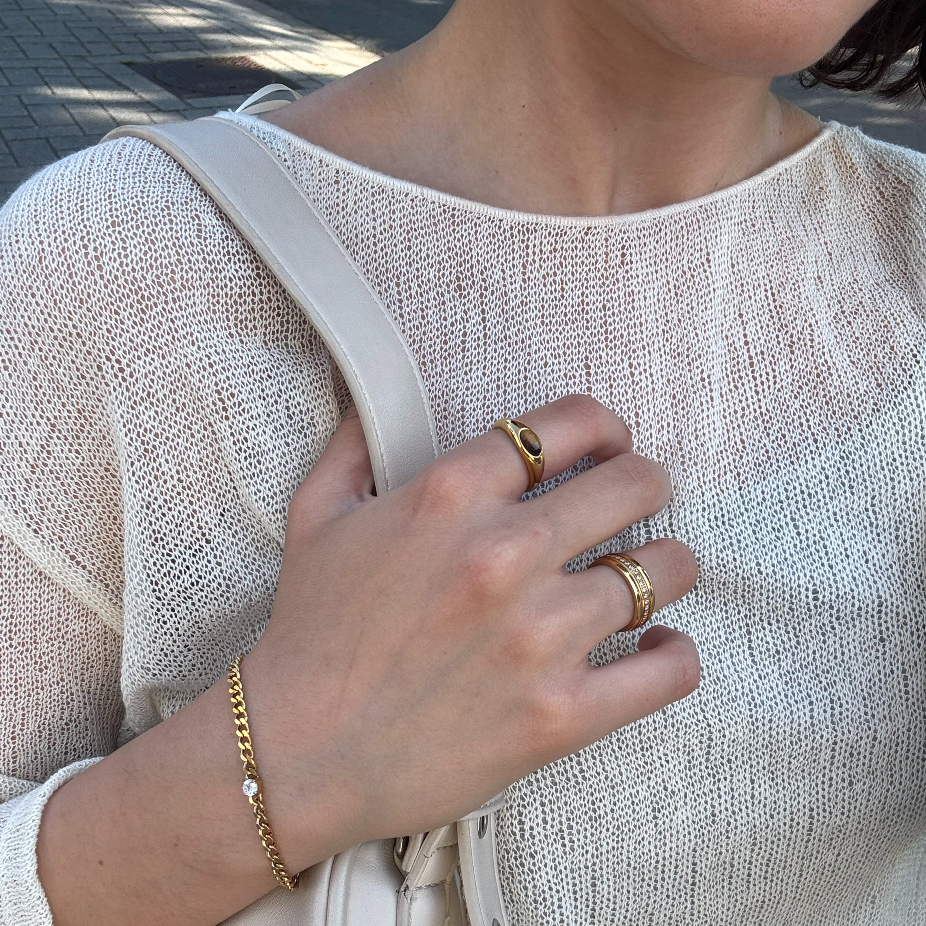Eternal Sparkle Band Ring, waterproof 18k gold-plated stainless steel