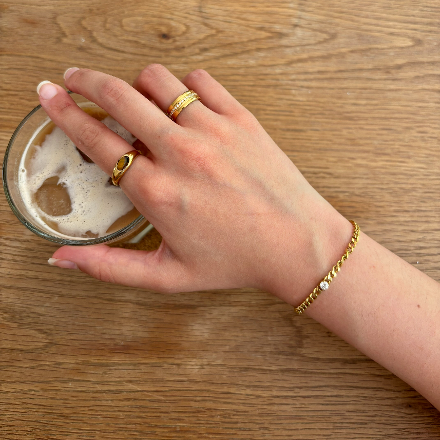 Eternal Sparkle Band Ring, waterproof 18k gold-plated stainless steel