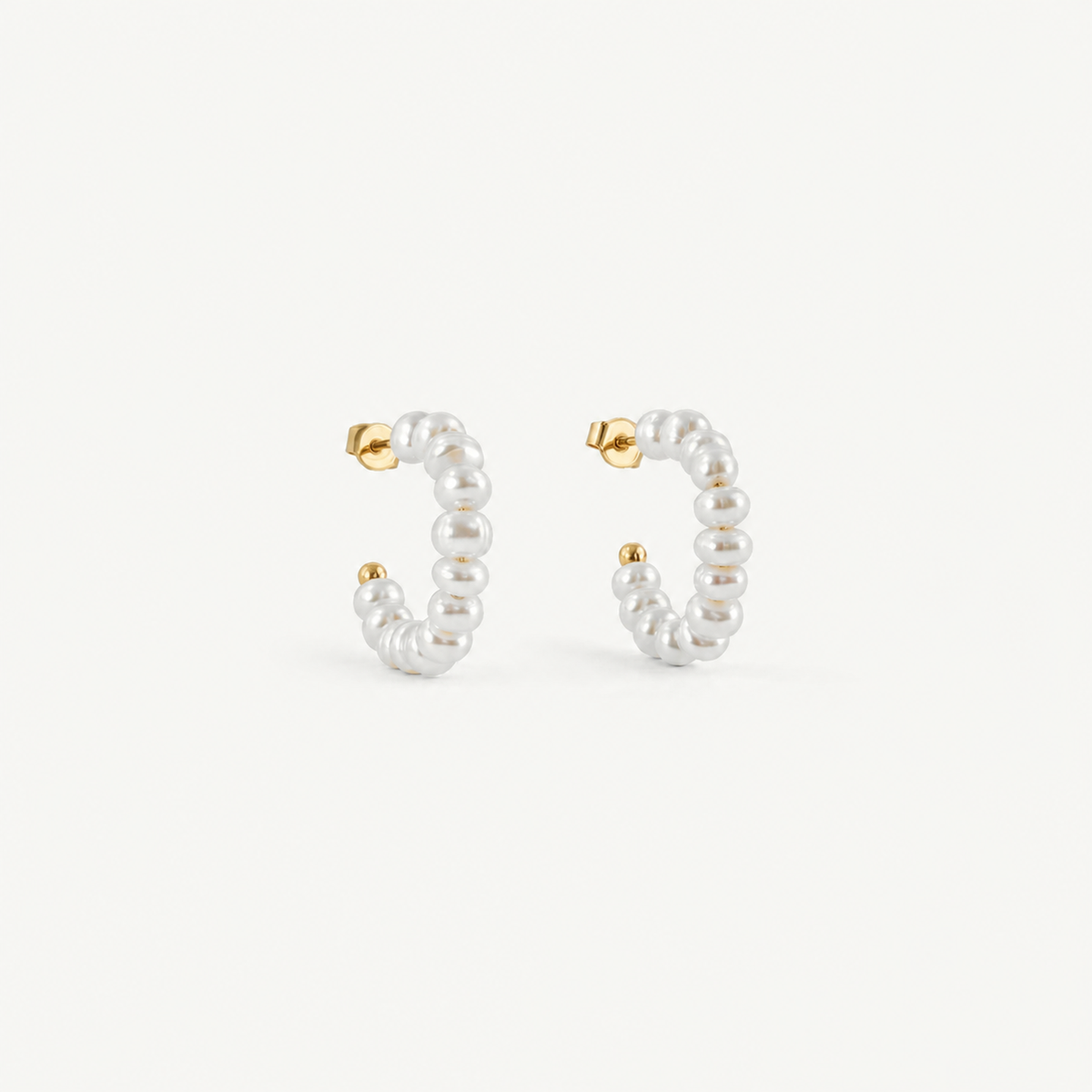 Small Pearl Hoop Earrings - Hypoallergenic 316L