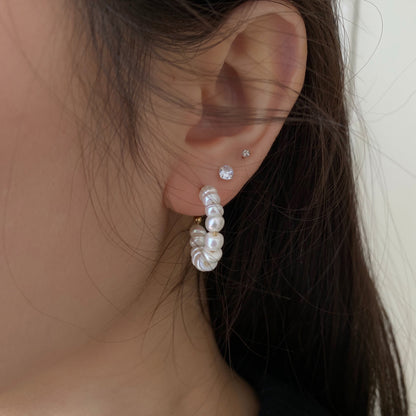 Small Pearl Hoop Earrings