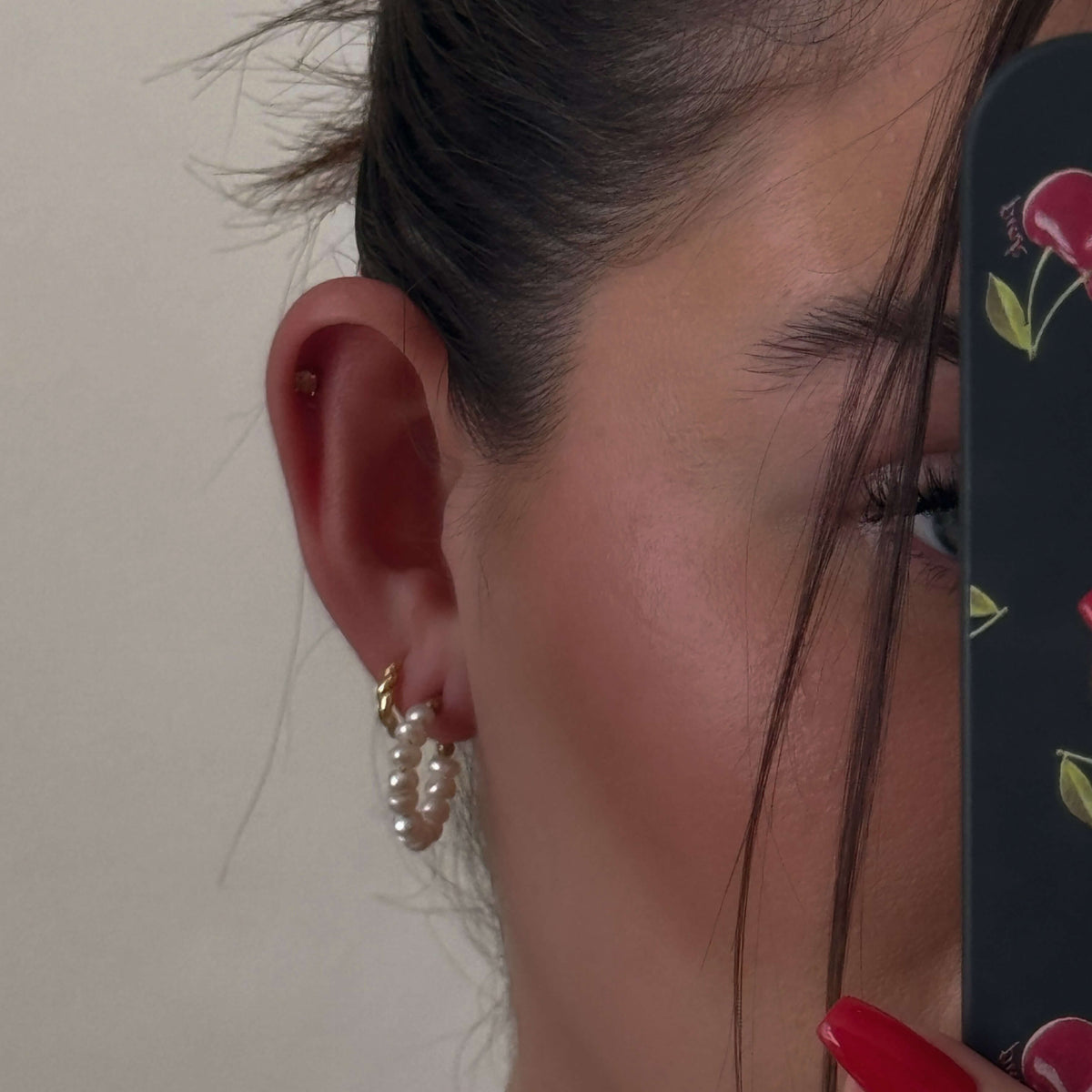Small Pearl Hoops
