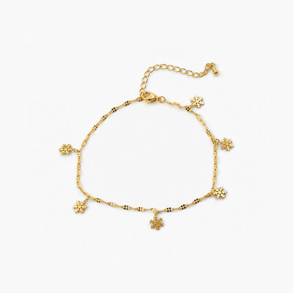 Snowflake Anklet – Waterproof Gold Charm