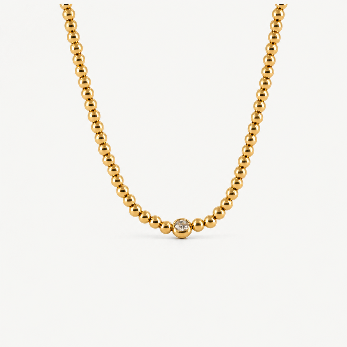 Dainty Solitaire Beaded Necklace