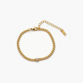 Solitär-Panzerkettenarmband – Wasserfester 18K vergoldeter Edelstahl