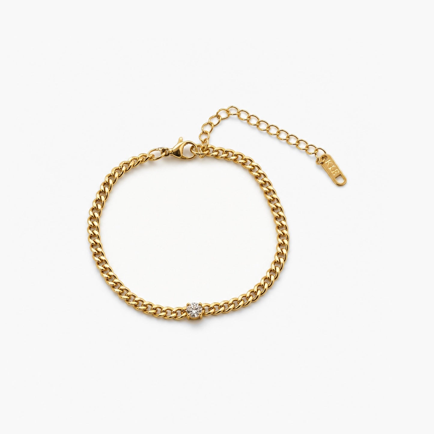 Solitaire curb chain bracelet