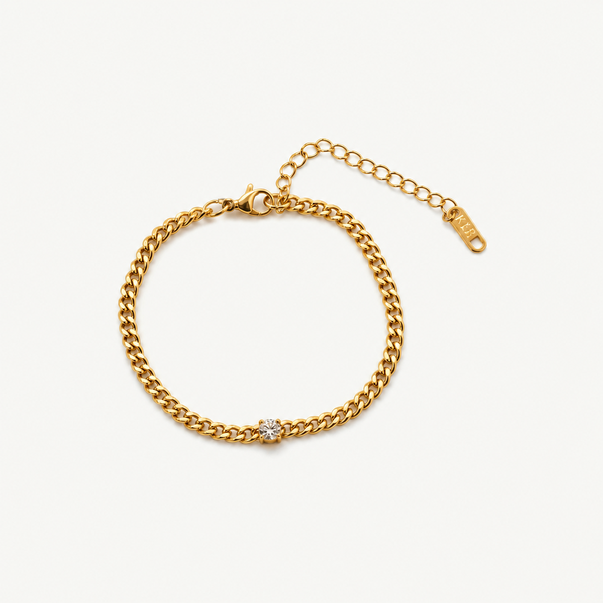 Solitaire Curb Chain Bracelet