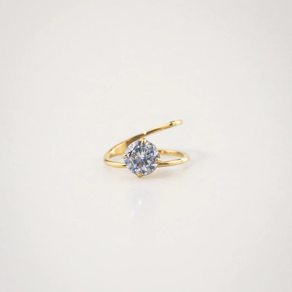 Waterproof Gold Solitaire Wrap Ring - Hypoallergenic 316L