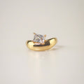 solitaire wave ring in stainless steel, waterproof jewelry for women