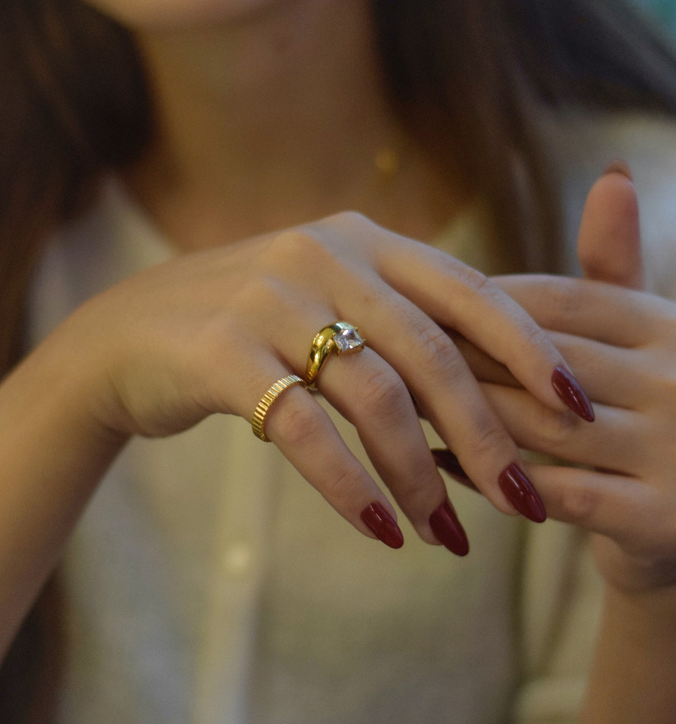 Ribbed Thin Band Ring