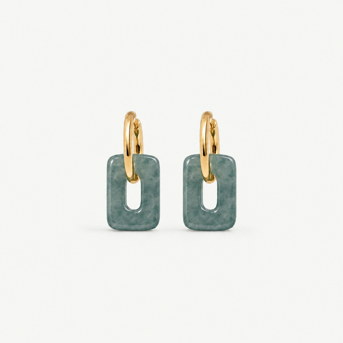 Square Jade Hoops