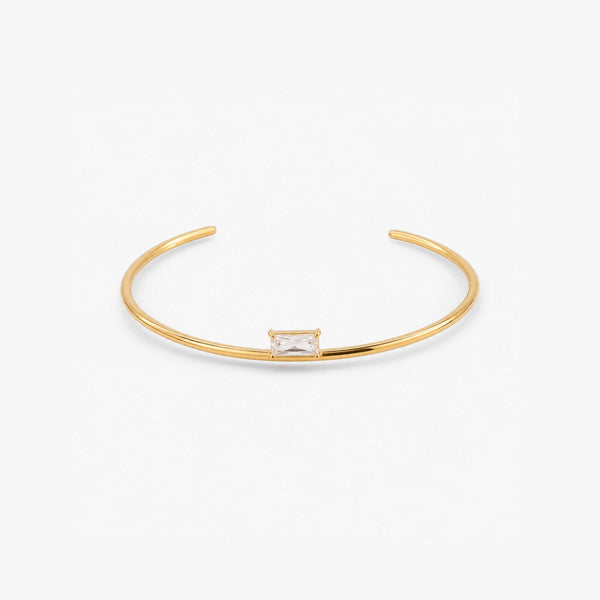 Square Rhinestone Cuff Bracelet – Waterproof 18K Gold Plated