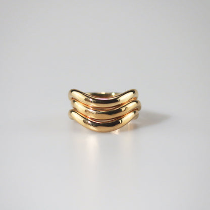 Gold Stacked Wave Ring