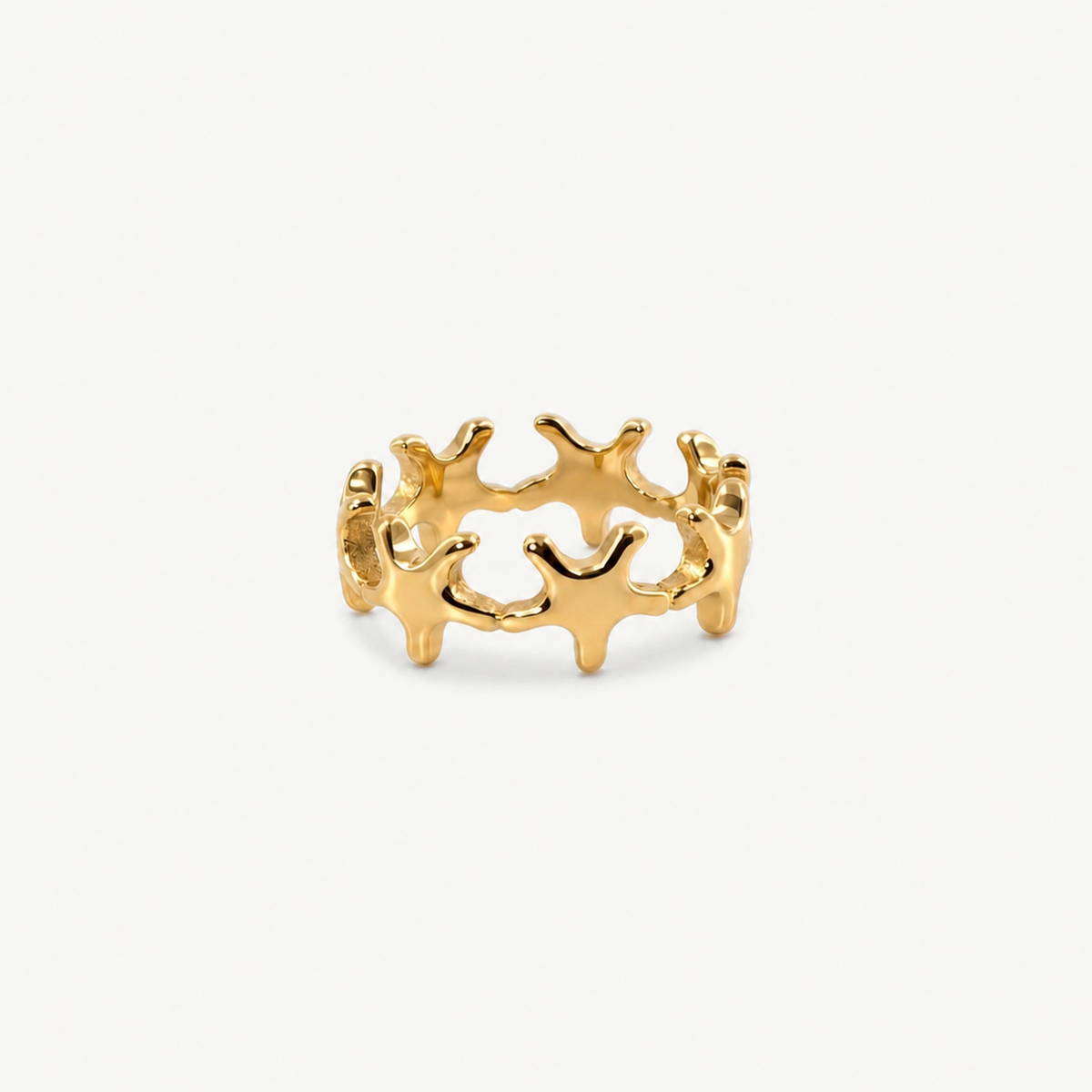 Gold Plated Starfish Band Ring - Waterproof Stackable Ring