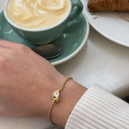 Teardrop Curve Bracelet, waterproof 18k gold-plated stainless steel