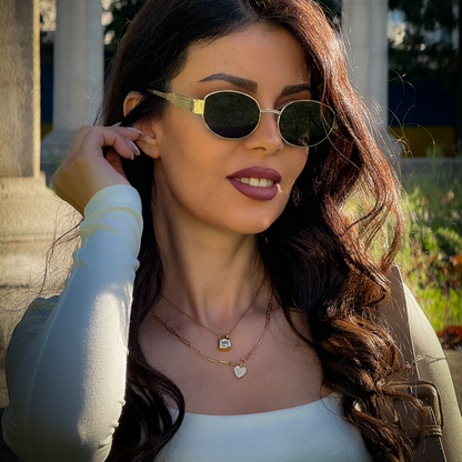 Ivery CZ Pendant Necklace, 18k gold-plated stainless steel