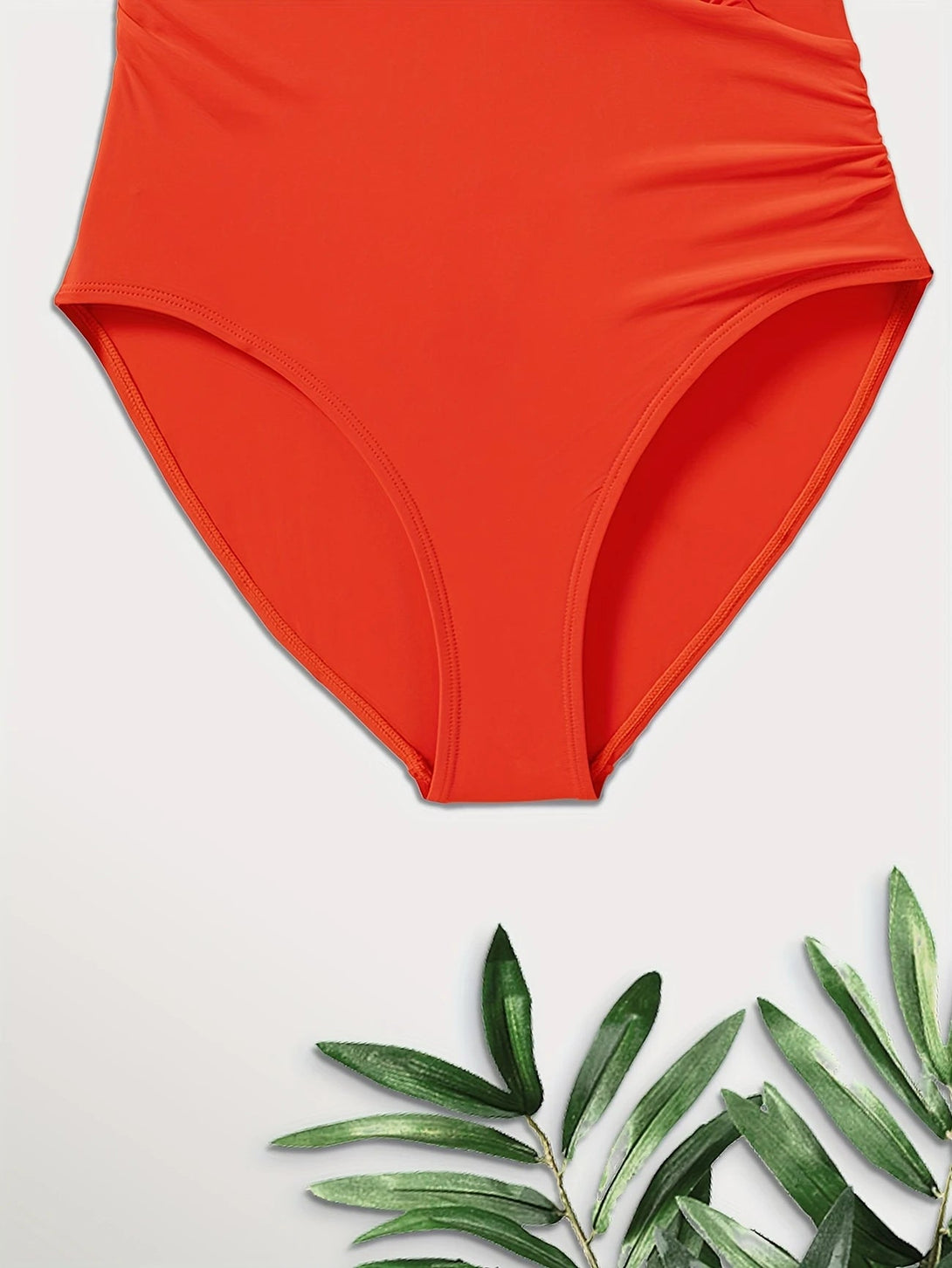 Stunning Red One - Piece Swimsuit at the Beach - Stylr