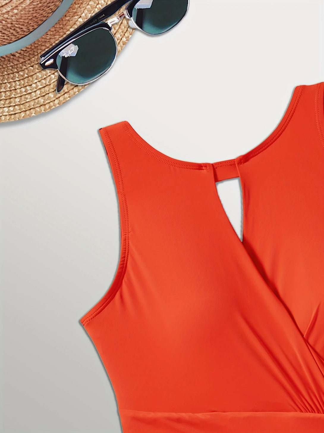 Stunning Red One - Piece Swimsuit at the Beach - Stylr