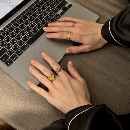 Mystic Face Ring, waterproof 18k gold-plated stainless steel