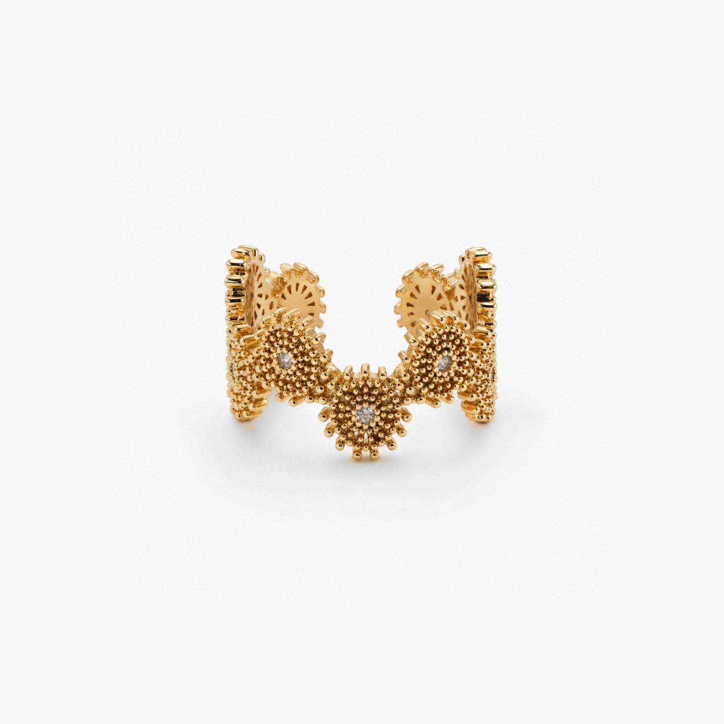 Sunburst Offener Ring – 18k vergoldeter Vintage-Ring