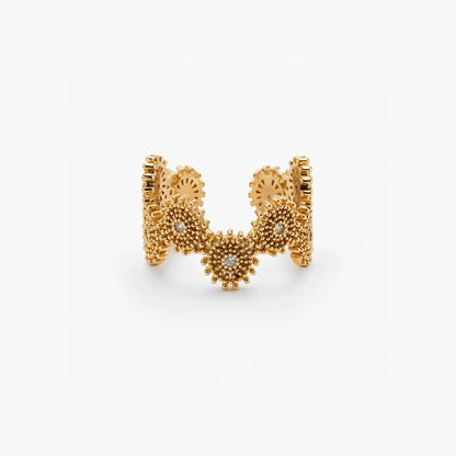 Sunburst Offener Ring – 18k vergoldeter Vintage-Ring