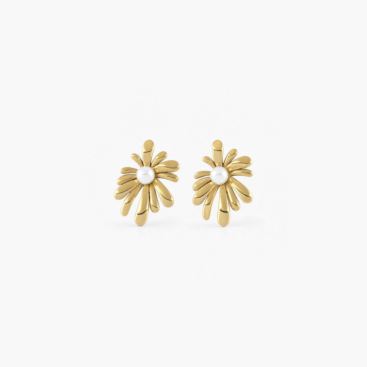 Sunburst Pearl Stud Earrings