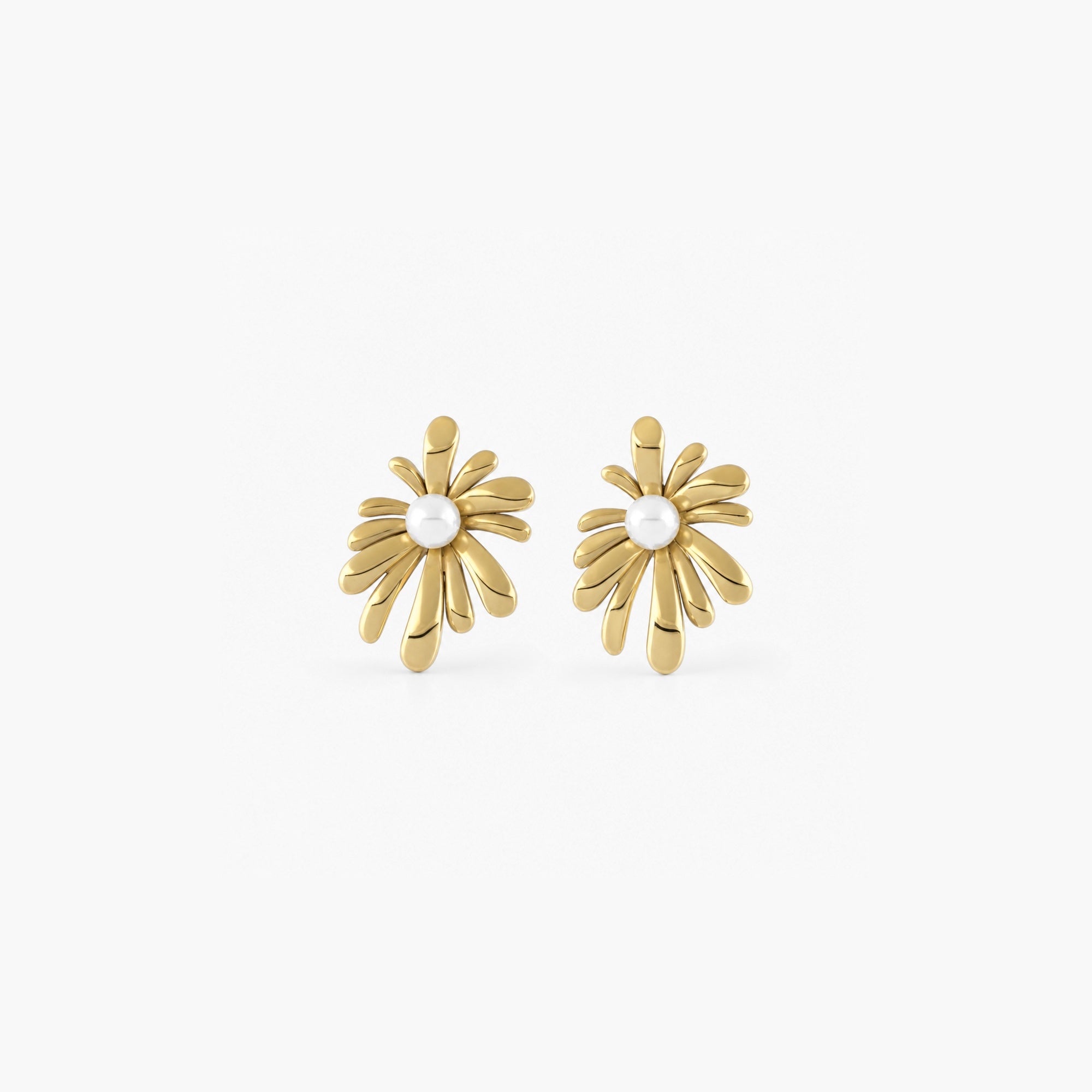 Sunburst Pearl Stud Earrings
