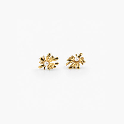 Sunburst Pearl Stud Earrings